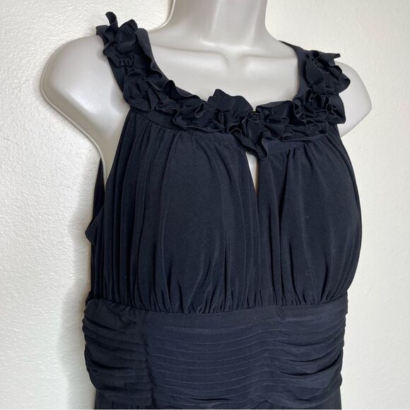 Sangria Black Halter Dress Fabric Flower Keyhole Neckline Empire Waist Women 14 - Picture 3 of 14